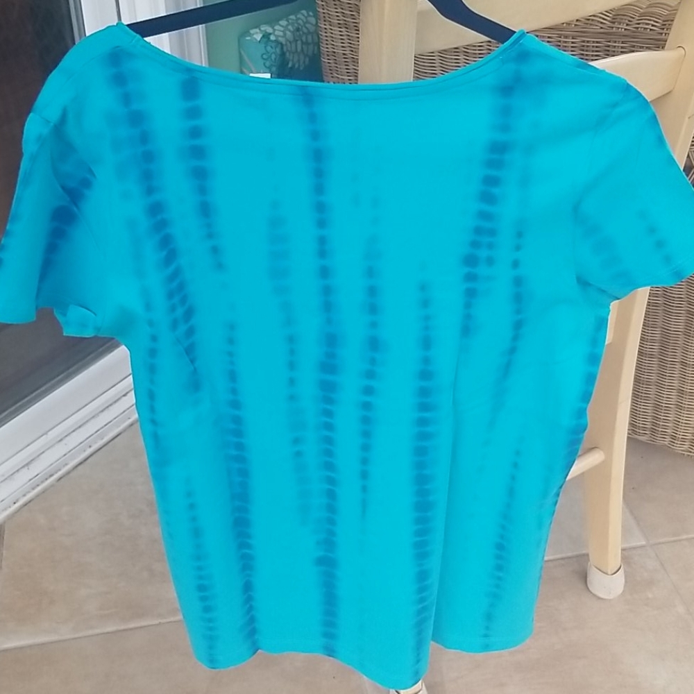 Chicos teal sequin cotton tee medium - Picture 6 of 11